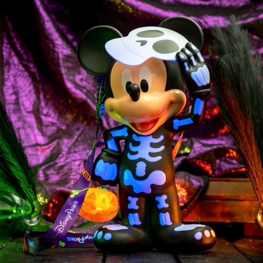 Disney Parks Halloween Mickey Mouse Skeleton Glow-Up Light Up Popcorn Bucket